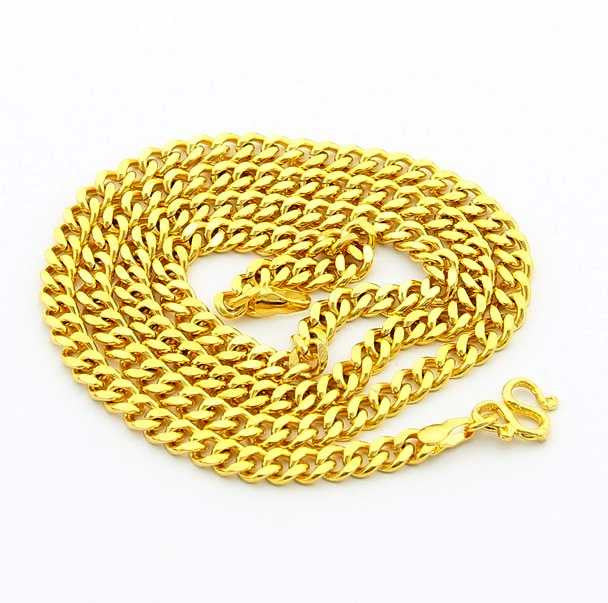 24K GP Gold Plated Necklace Mens Women Yellow Gold Golden Jewelry Necklace YHDN 69 MP