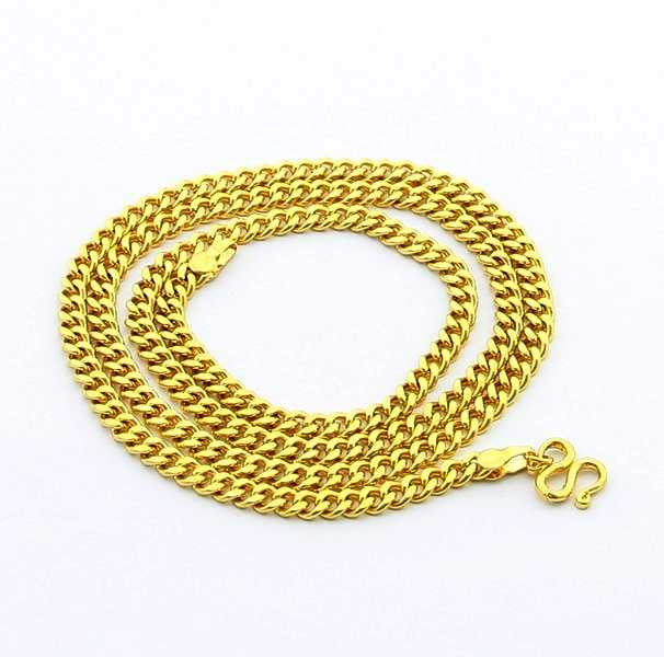 24K GP Gold Plated Necklace Mens Women Yellow Gold Golden Jewelry Necklace YHDN 77 MP