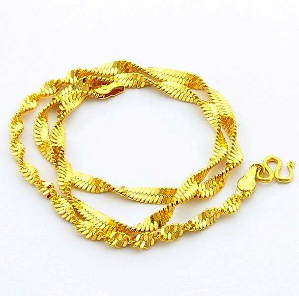 24K GP Gold Plated Necklace Mens Women Yellow Gold Golden Jewelry Necklace YHDN 84 MP