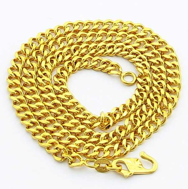 24K GP Gold Plated Necklace Mens Women Yellow Gold Golden Jewelry Necklace YHDN 72 MP