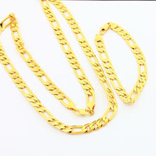 24k Gold Plated Mens Jewelry Sets Yellow Gold Golden Necklace Bracelet YHDS 9 MP