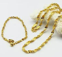 24k Gold Plated Mens Jewelry Sets Yellow Gold Golden Necklace Bracelet YHDS 19 MP