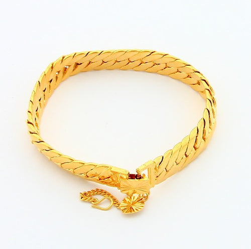 24K Gold Plated Bracelet 8MM Yellow Gold Golden Bracelet Bangle MenWomen Wedding Gift YHDH 54 MP