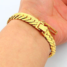 24K Gold Plated Bracelet 8MM Yellow Gold Golden Bracelet Bangle MenWomen Wedding Gift YHDH 54 MP