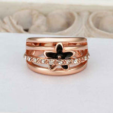 18k gold plated ring pink insets flower anillos charms 539 MP