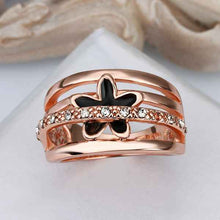 18k gold plated ring pink insets flower anillos charms 539 MP