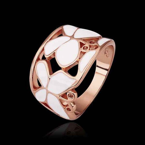 18k gold plated rings for men rose wihte flower anel feminino joias 523 MP