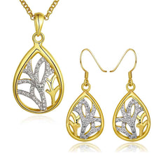 18k gold plated jewelry sets hollow leaf necklaceearrings SMTPS4 MP