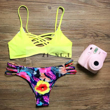 Sexy bandeau bikini push up swimsuit women swimwear strapless bikini print swim suit beach wear push up top N93 MP