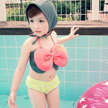 Baby Girls Swimwear Kids Girls Two Pieces Swimsuit Girls Pink Bow Biquini Infantil Swimwear Bathing Beachwear CH03 MP