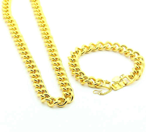 24K Jewelry Set24K Gold Plated Necklace Bracelet Jewelry NecklaceBridal Yellow Gold Jewelry Bracelet YHDS 41 MP