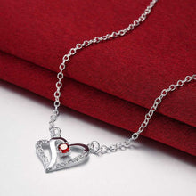 silver plated Chain Red Stone Heart Necklaces Pendants Men jewelry 4 3 MP