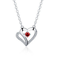 silver plated Chain Red Stone Heart Necklaces Pendants Men jewelry 4 3 MP