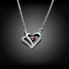 silver plated Chain Red Stone Heart Necklaces Pendants Men jewelry 4 3 MP