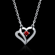 silver plated Chain Red Stone Heart Necklaces Pendants Men jewelry 4 3 MP